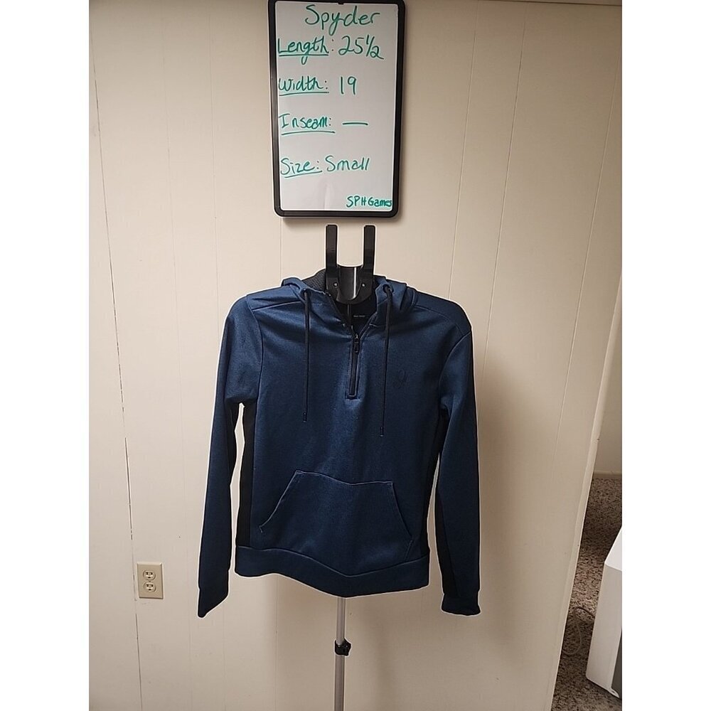 Spyder Active‎ 1/4 Zip Athletic Pullover Hoodie Mens Sz Small Blue Outdoor wear
